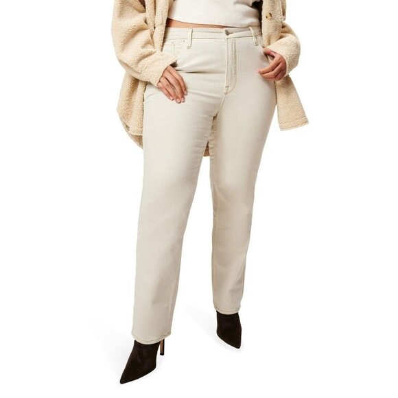GOOD AMERICAN Woman's Good '90s Cream Icon Straight Leg Jeans Size 16 - Picture 1 of 9